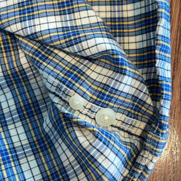 Abercrombie & Fitch Plaid Long Sleeve Muscle Shirt Button Down Medium Blue White - Picture 6 of 7